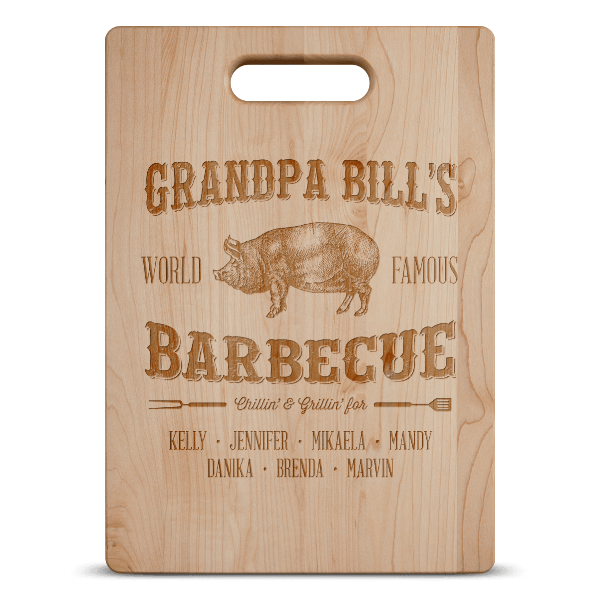 Grandpa's Barbecue Personalized Cutting Board Add Names