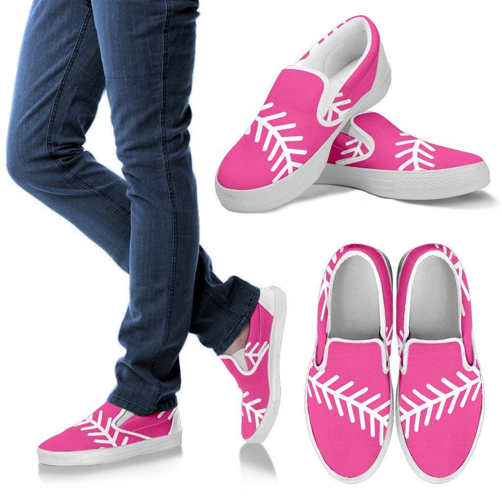 Softball Pink Ladies Slip On Shoes