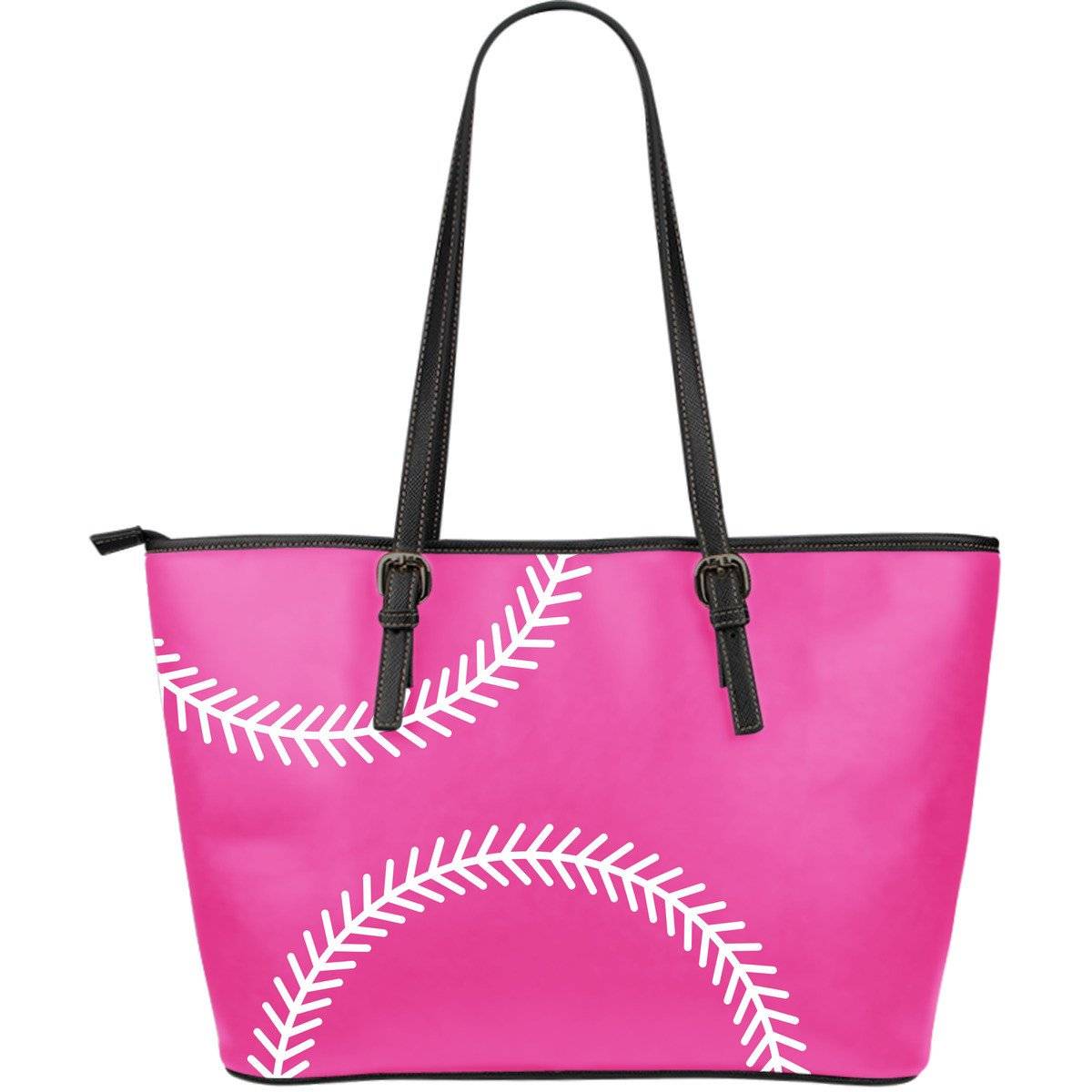 Softball Pink Large Vegan Leather Tote Bag