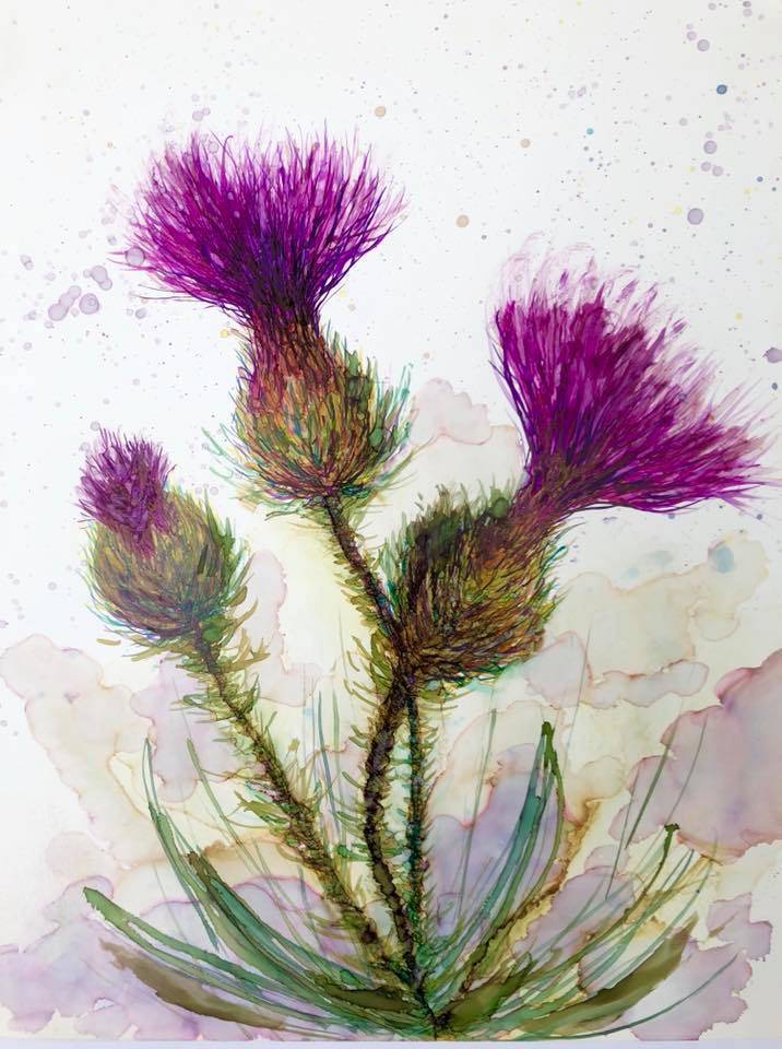 Three Thistles Painting : Art Prints and Greeting Cards