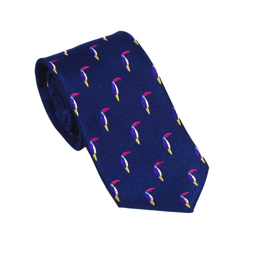 Toucan Necktie - Navy, Woven Silk