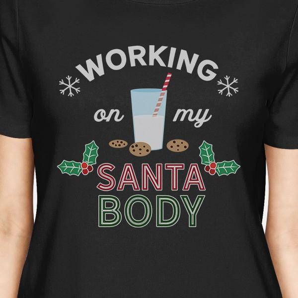 Working On My Santa Body Womens Black Shirt