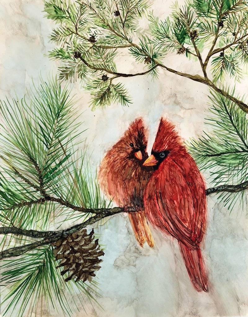 Cardinal Lovebirds : Art Prints and Greeting Cards
