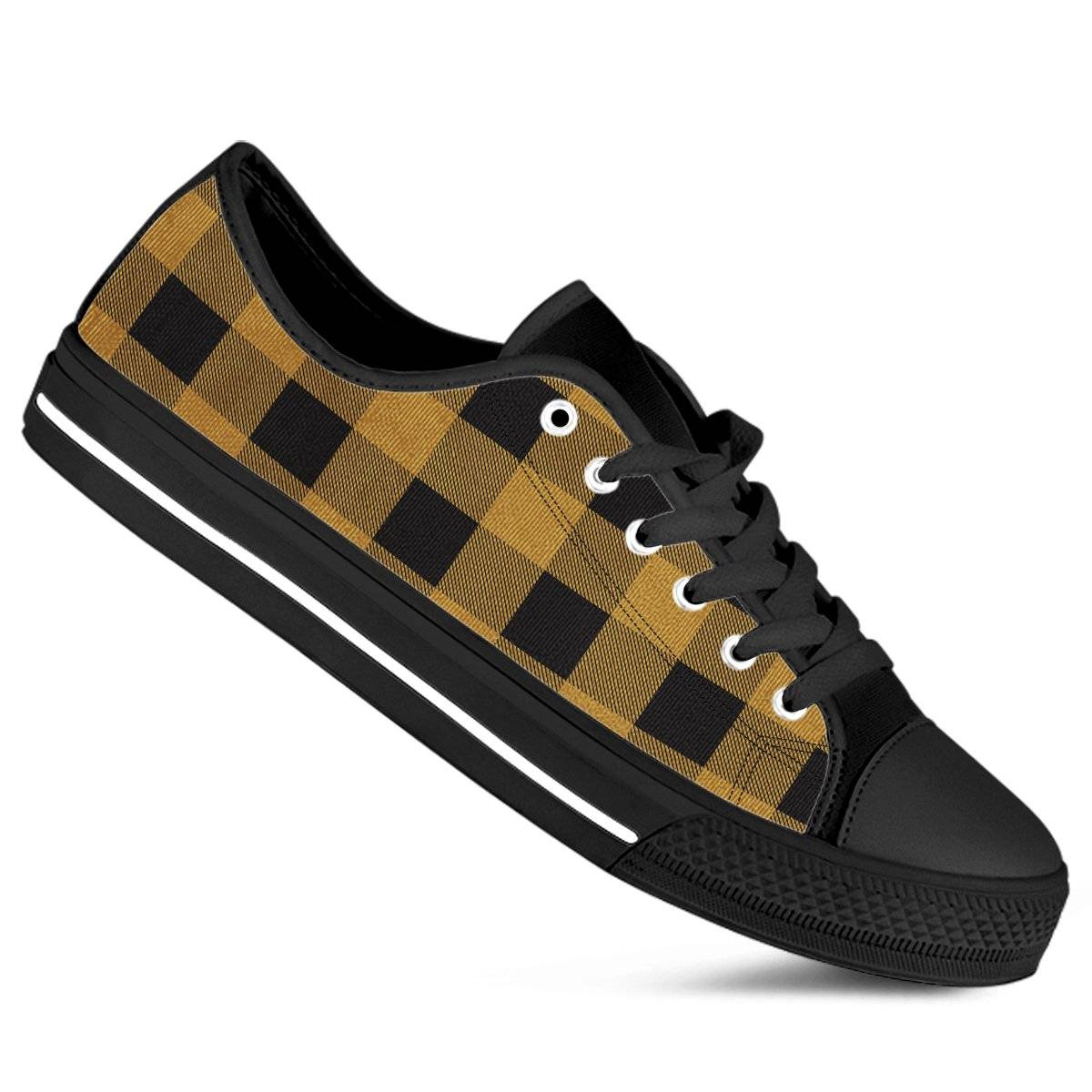 Gold and Black Buffalo Plaid Low Top Shoes