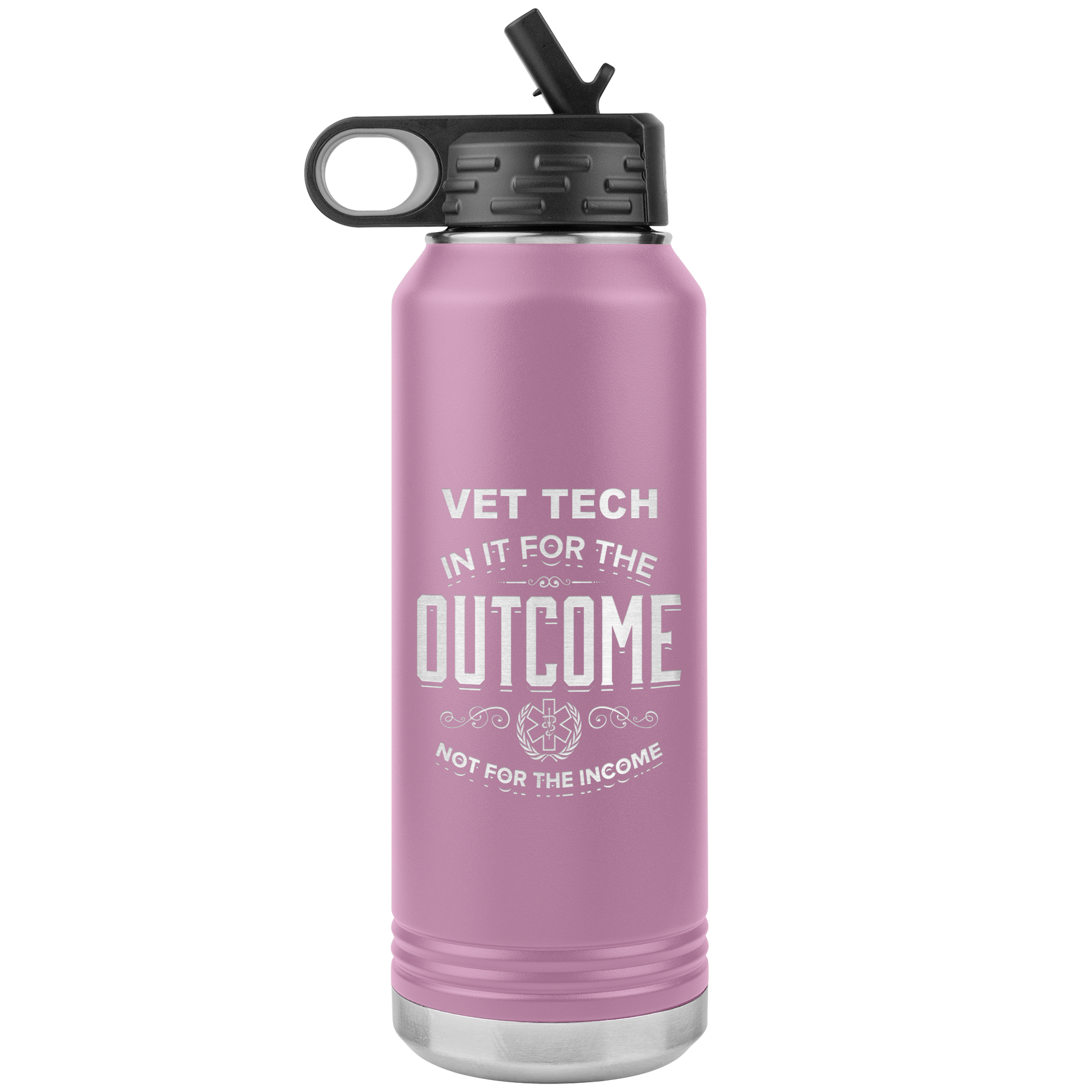 vet tech appreciation etched stainless steel pink water bottle