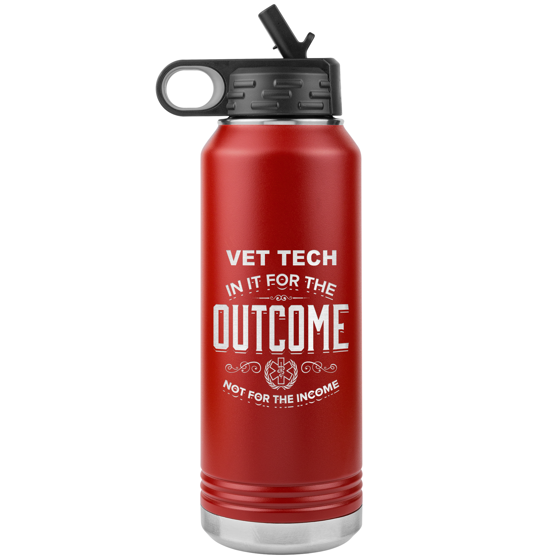 vet tech appreciation etched stainless steel red water bottle
