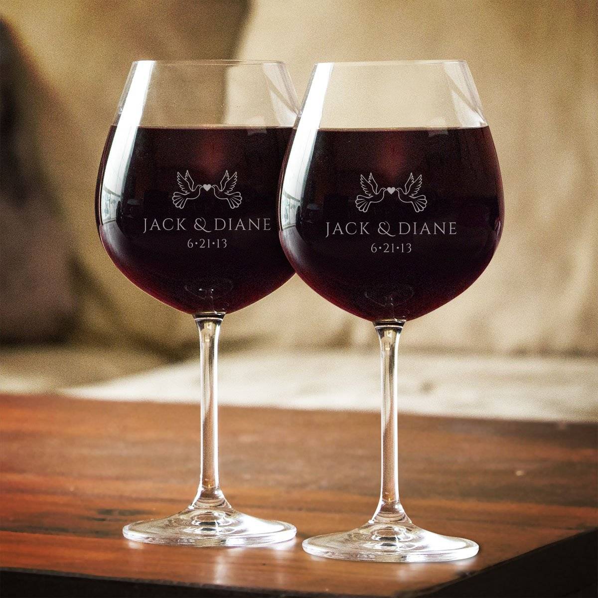 Wedding Anniversary Couples Personalized Red Wine Glass