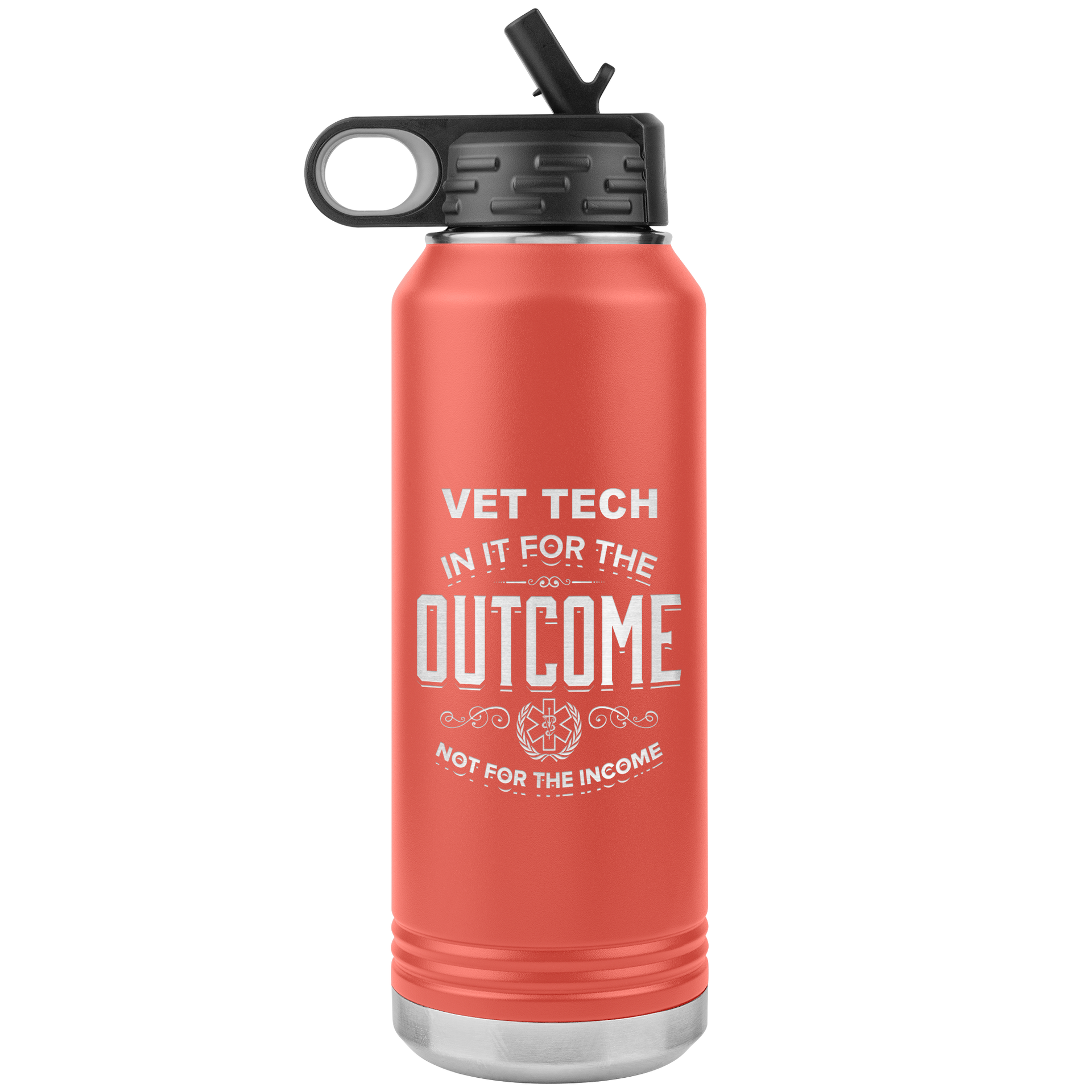 vet tech appreciation etched stainless steel light orange water bottle