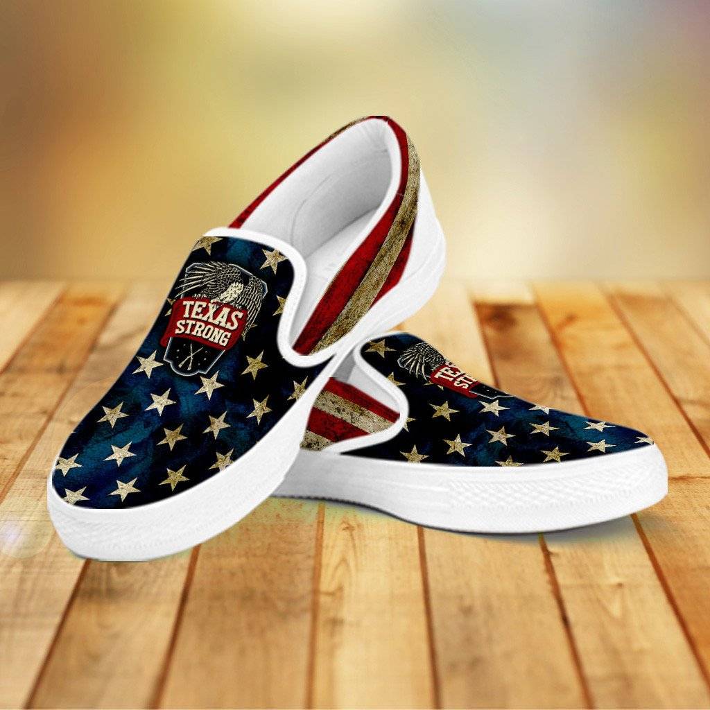 Texas Strong Patriotic Kids Slip On Shoes