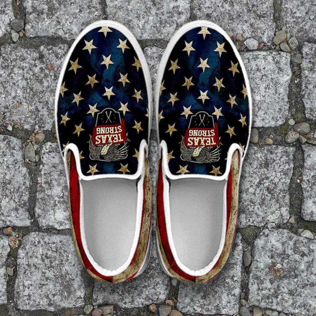 Texas Strong Patriotic Kids Slip On Shoes