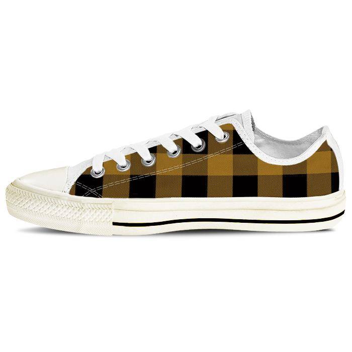 Gold and Black Buffalo Plaid Low Top Shoes