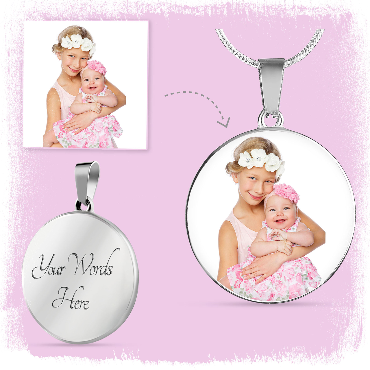 personalized photo jewelry with engraving and gift box