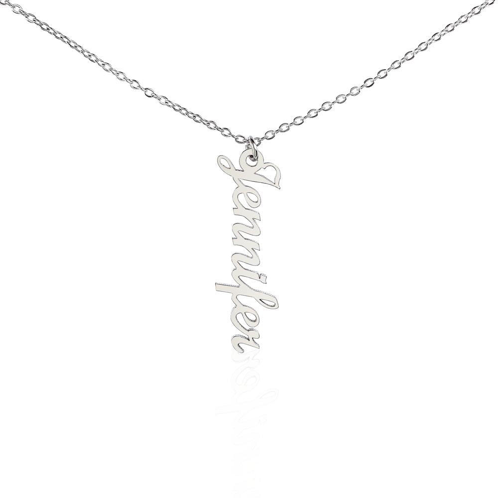vertical silver name necklace
