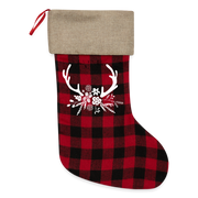 Personalized Buffalo Check Plaid Christmas Stocking - red/black