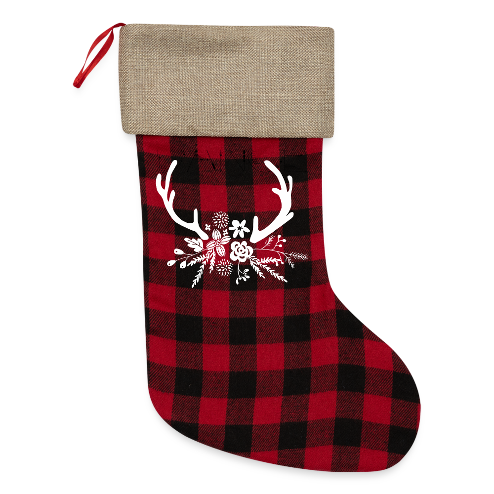Personalized Buffalo Check Plaid Christmas Stocking - red/black