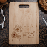 Dandelion Flowers Personalized Couple's Cutting Board