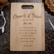 Bread of Life Christian Couples Personalized Wooden Cutting Board