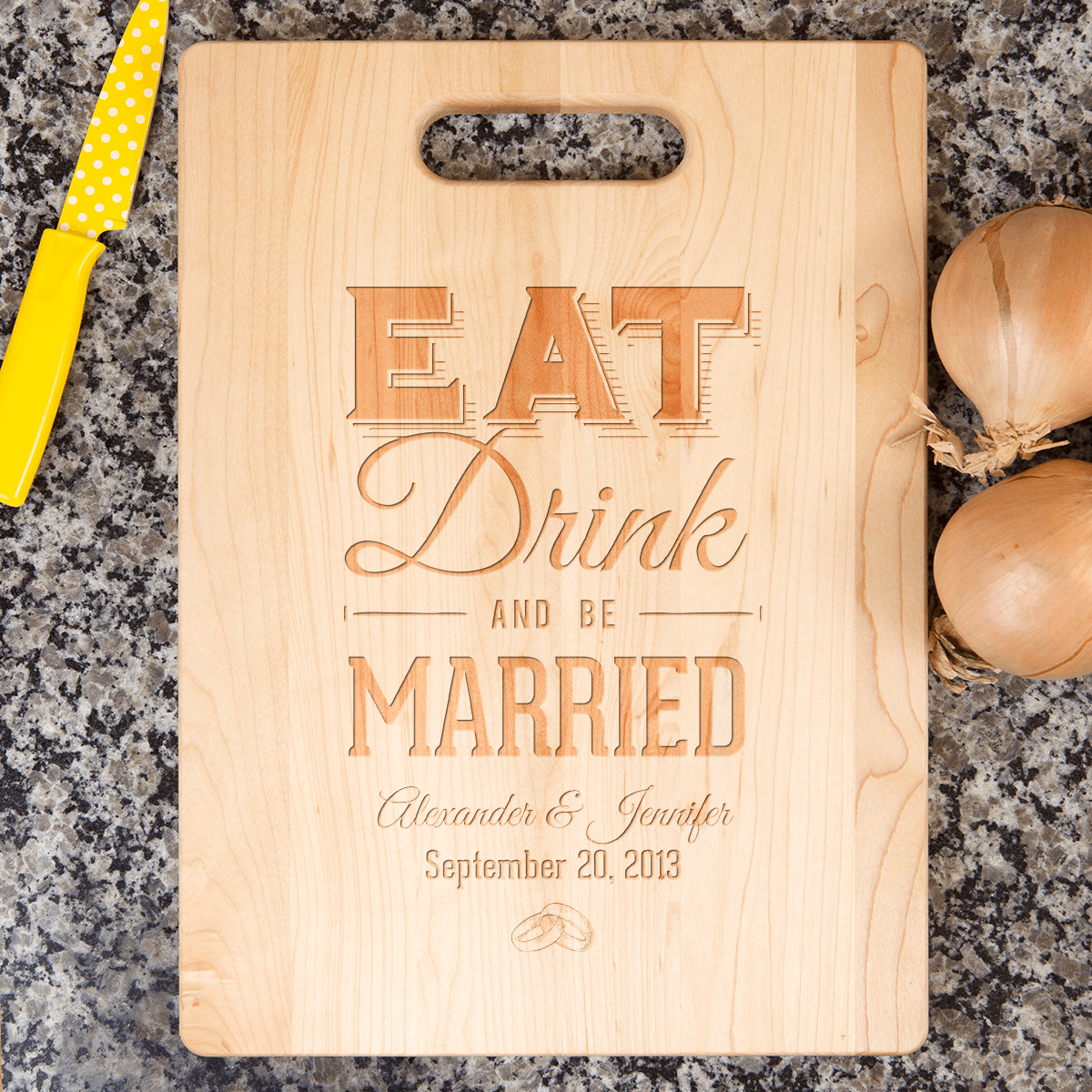 Eat Drink Be Married Personalized Cutting Board