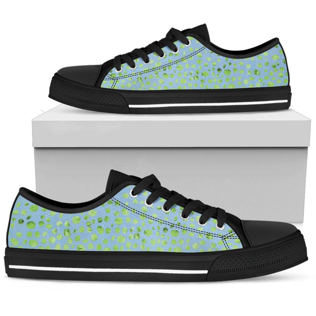 Green Blue Confetti Ladies Low Top Shoes