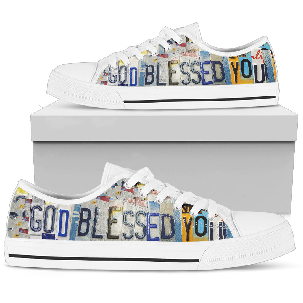 Faith Gift Inspirational God Blessed You Low Top Canvas Shoes