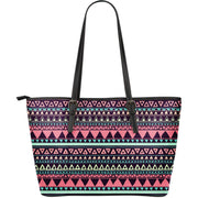 Chocolate and Pink Aztec Design Vegan Leather Tote