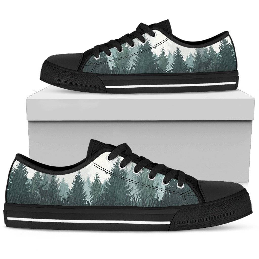 Pine Trees Pattern Women's Low Top Shoes