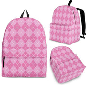 Pink Argyle Pattern Backpack in 3 Sizes