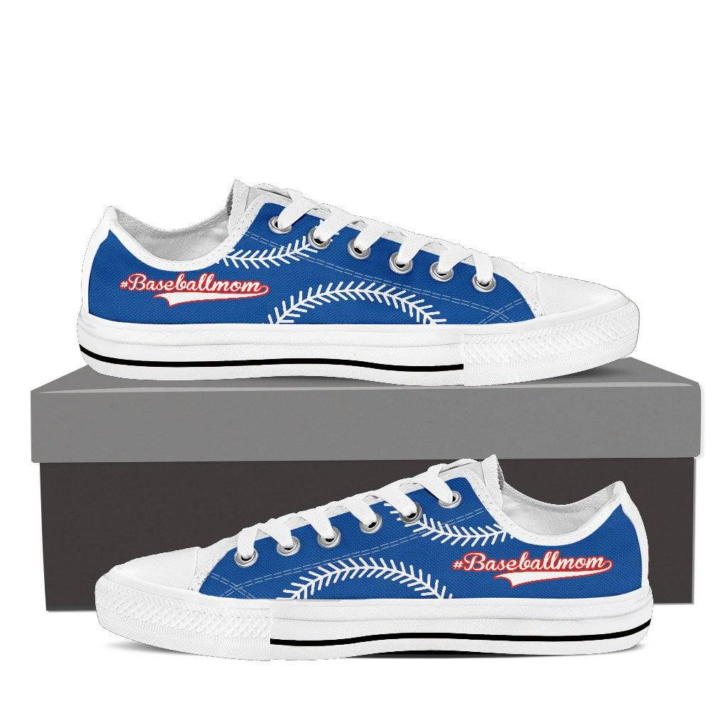 Baseball Mom Blue Low Top Shoes