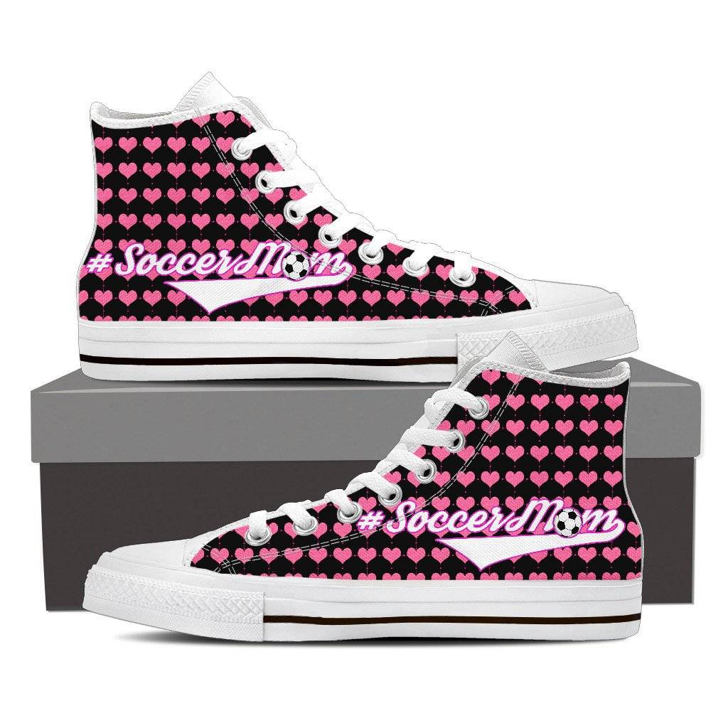 soccer mom graphic pink and black high top shoes