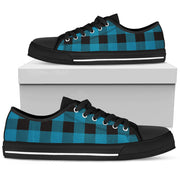buffalo check low top sneakers blue and black