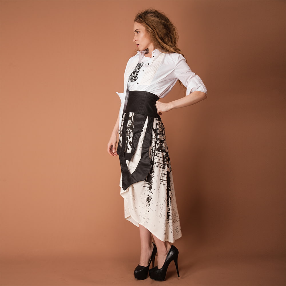black and white layered skirt custom design