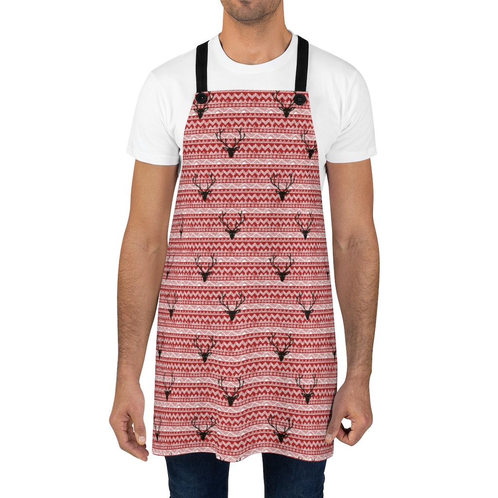 reindeer allover print christmas apron