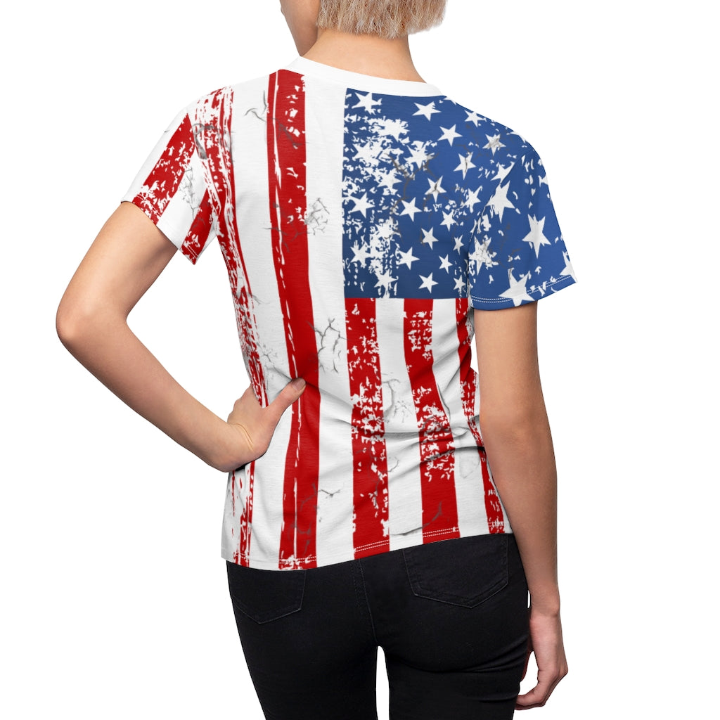 Faded Flag Women's Allover Print T Shirt