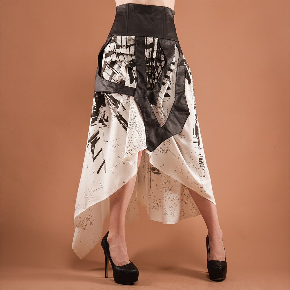 black and white layered skirt custom design