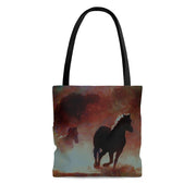 wild horses allover print tote bag
