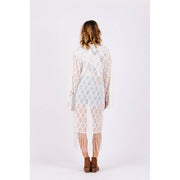 White Daisy Lace Caftan Cover up Back View