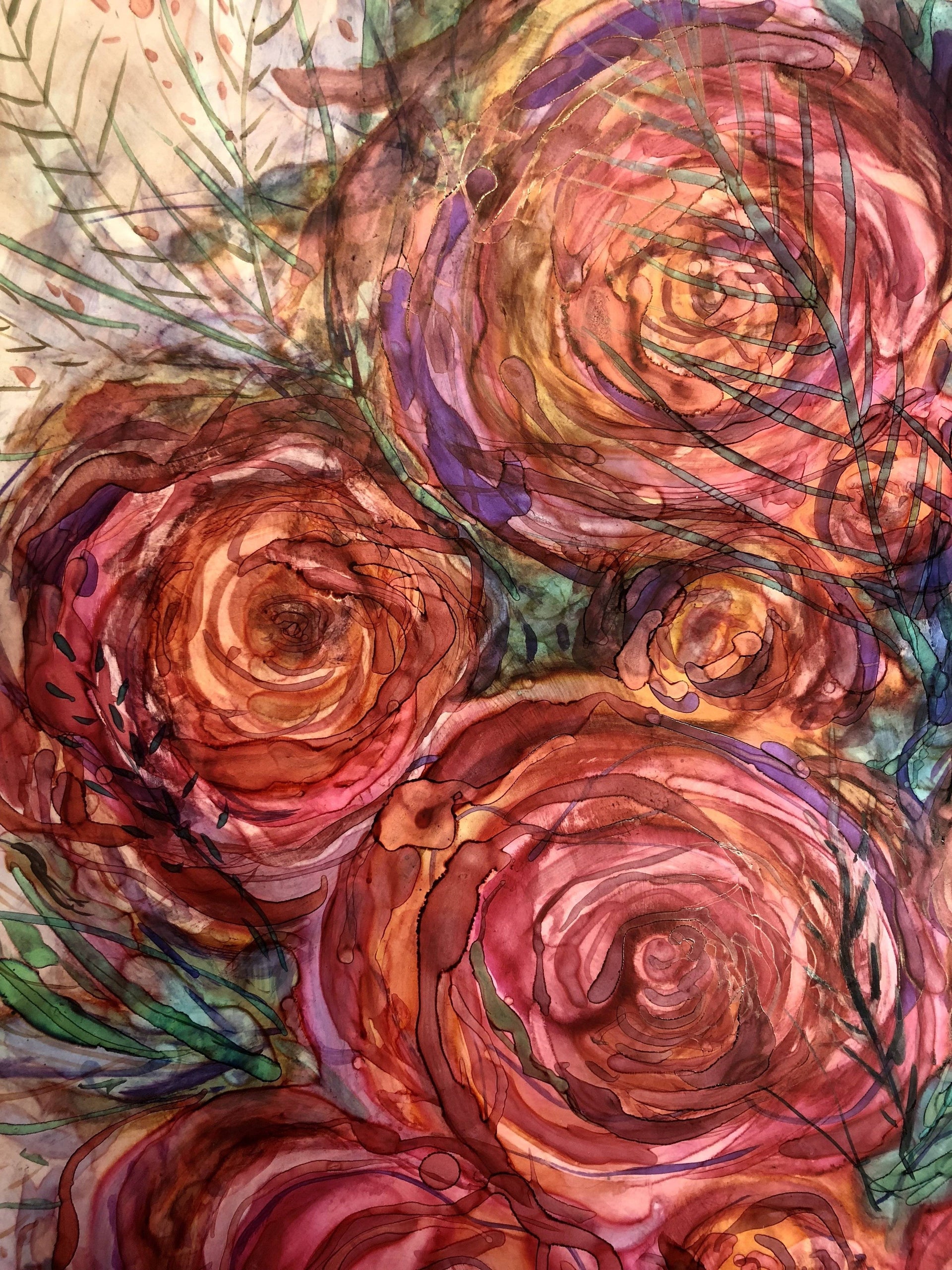 pink roses art by Mary Elizabeth Arts