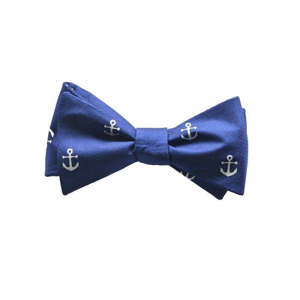 Anchor Bow Tie - Navy, Printed Silk