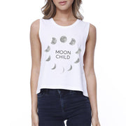 moon child moon phases white crop top