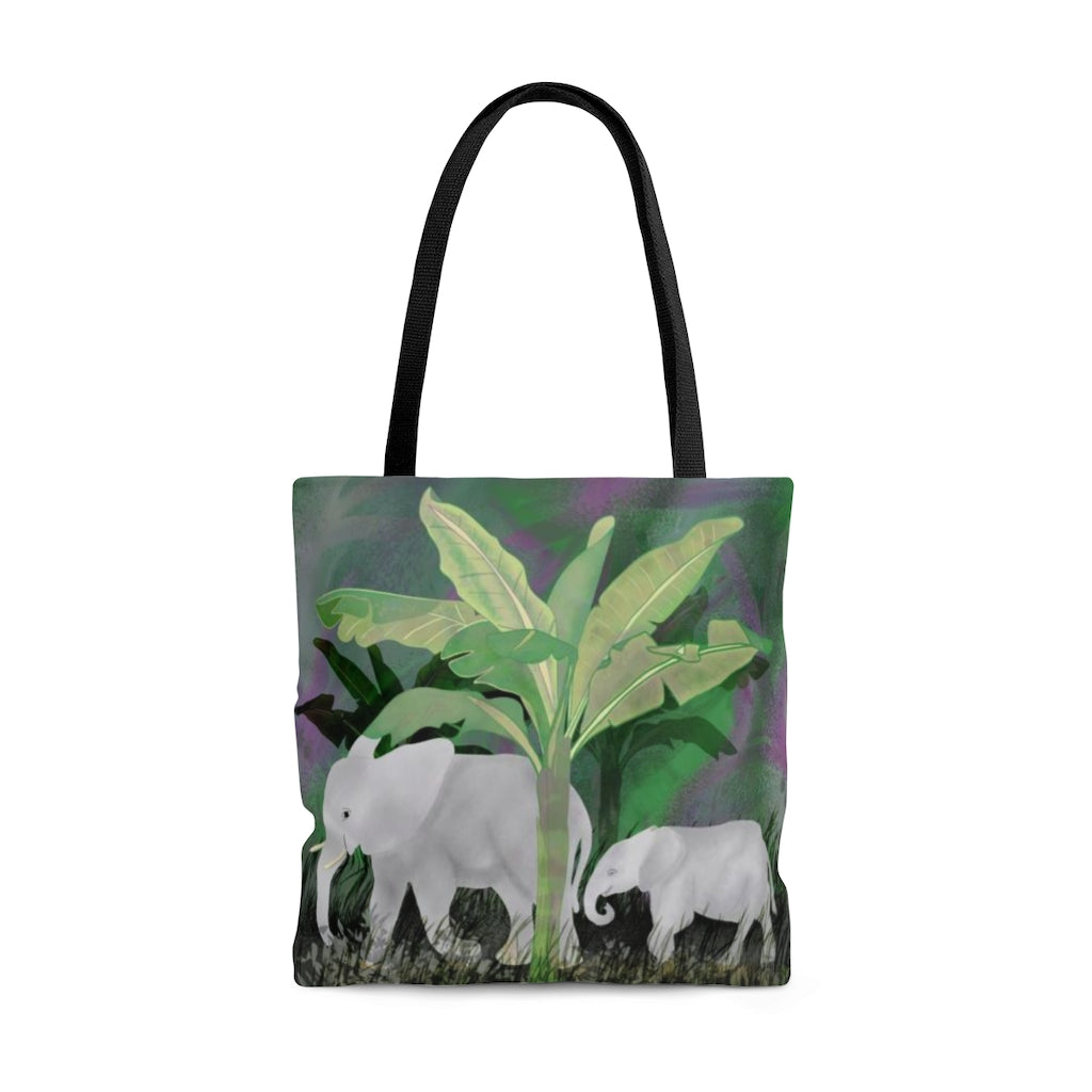mama baby elephants colorful tote bag