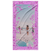 photo beach towel pink hearts