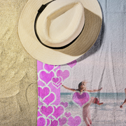 photo beach towel pink hearts