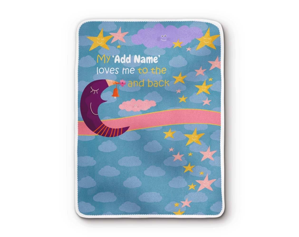 Loves Me to the Moon and Back Baby Blanket Personalize Add Name