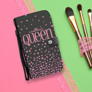 queen pink wallet phone case with detachable strap