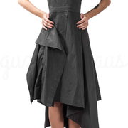 asymmetric stormy gray dress with spaghetti straps