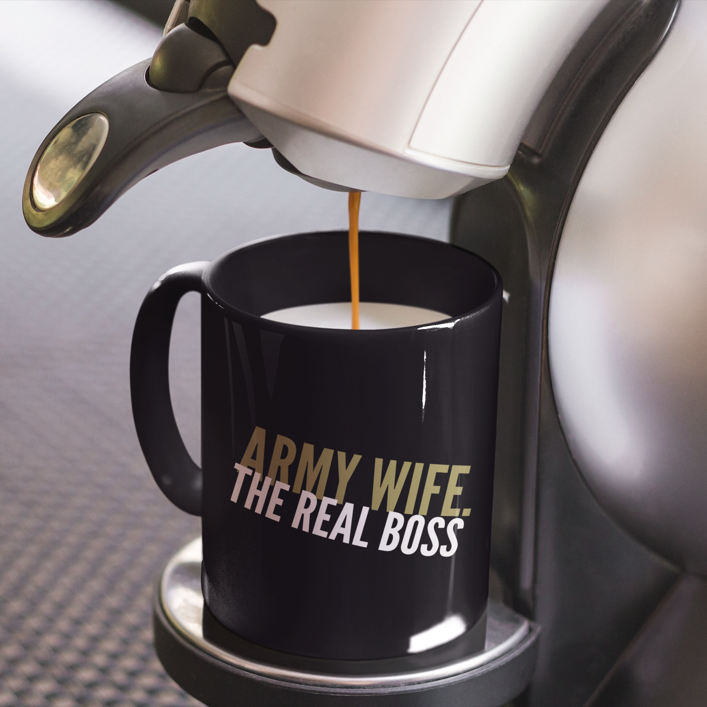 army wife real boss black mug