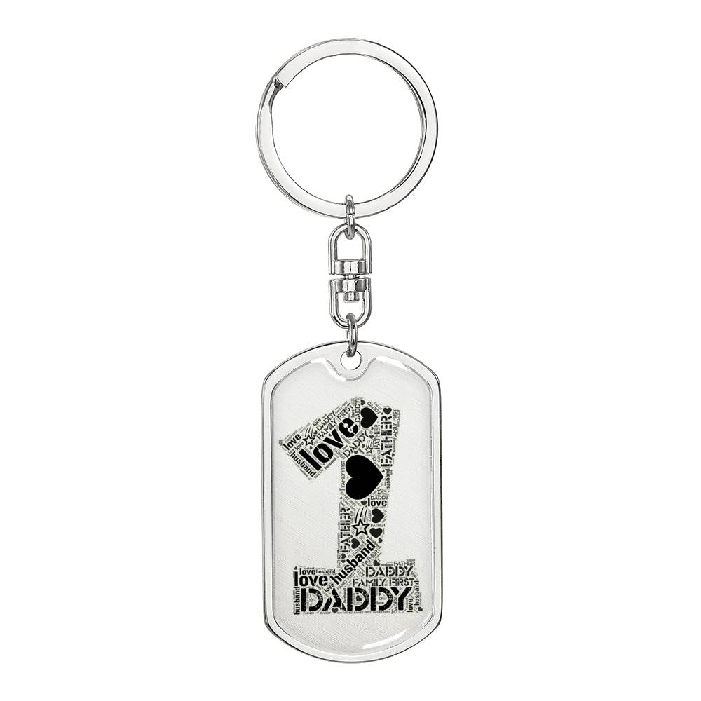 daddy #1 silver dogtag keychain add engraving