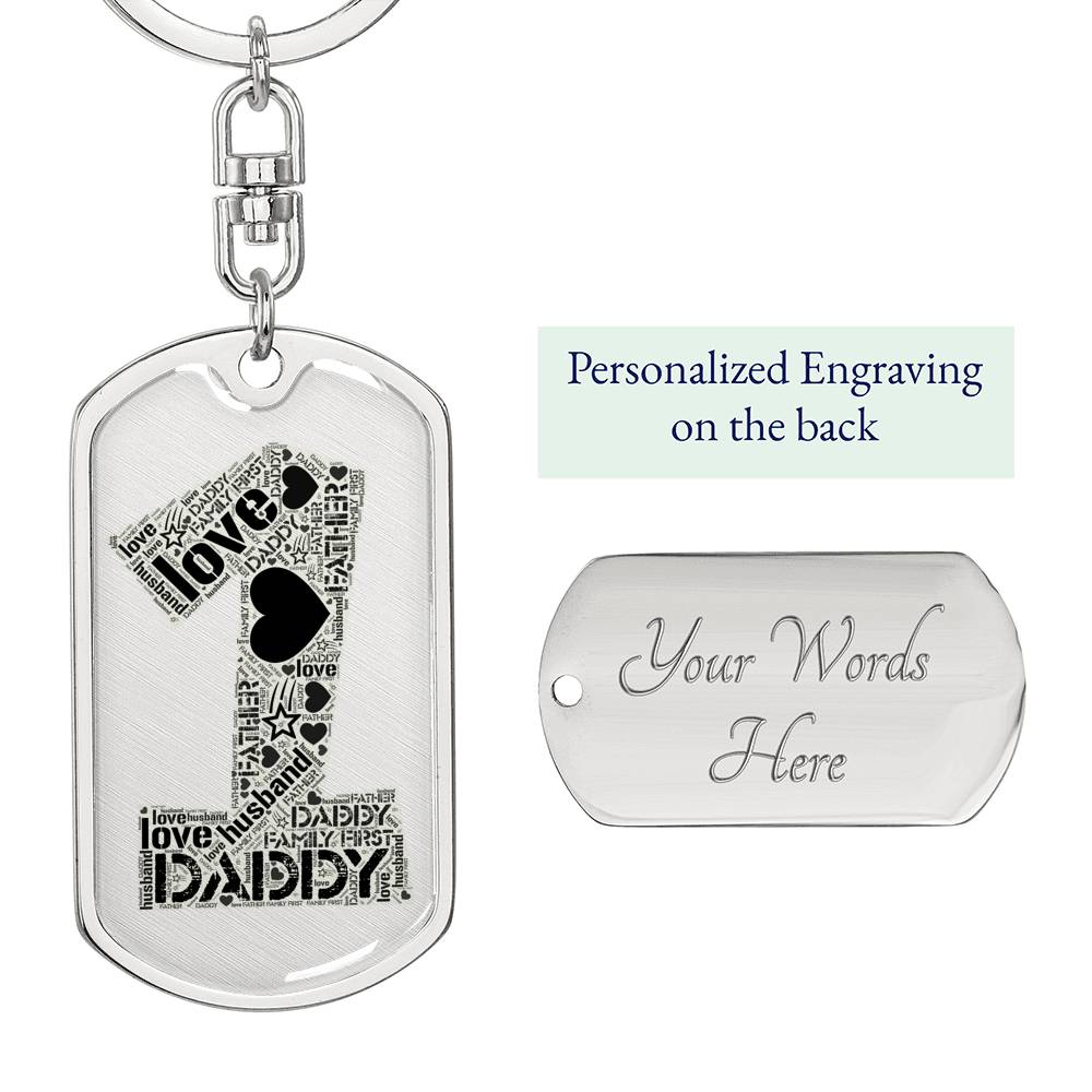daddy gift personalized silver dogtag keychain