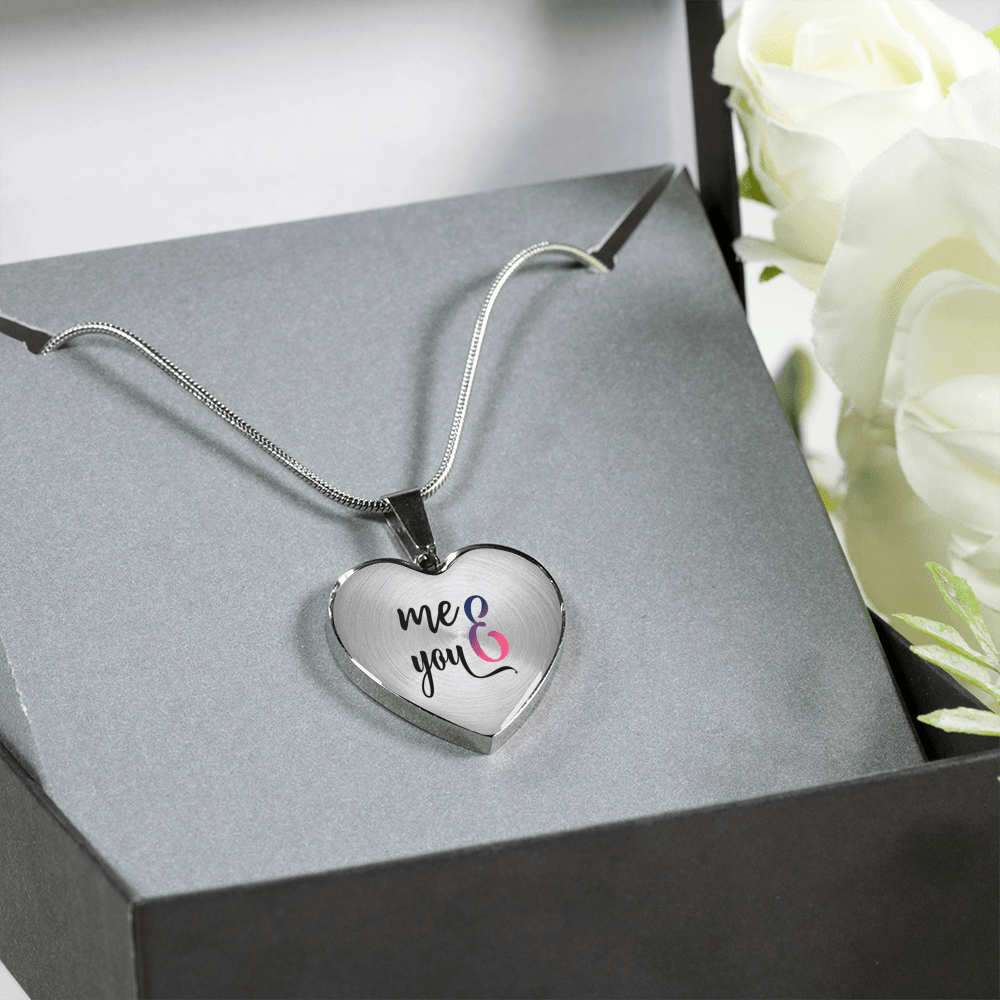 You and Me Heart Necklace Add Engraving Gift Box