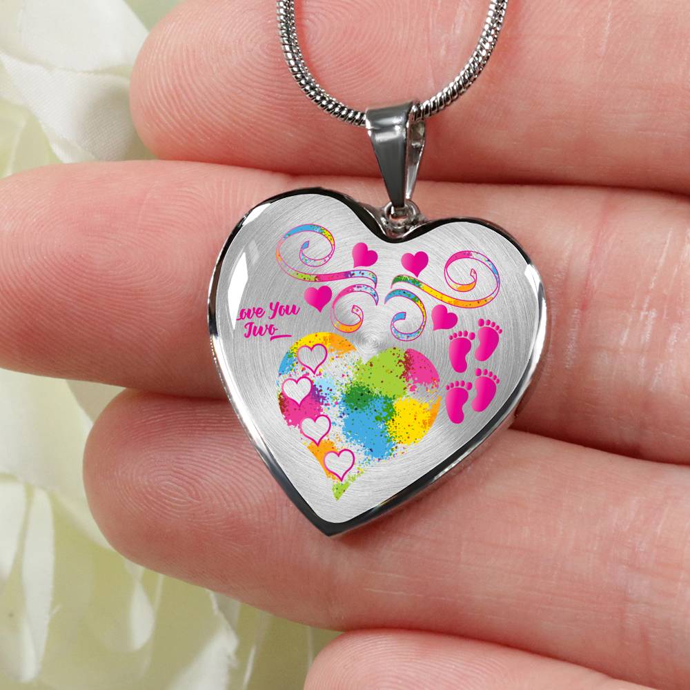 Twin Baby Girls Personalized Heart Necklace